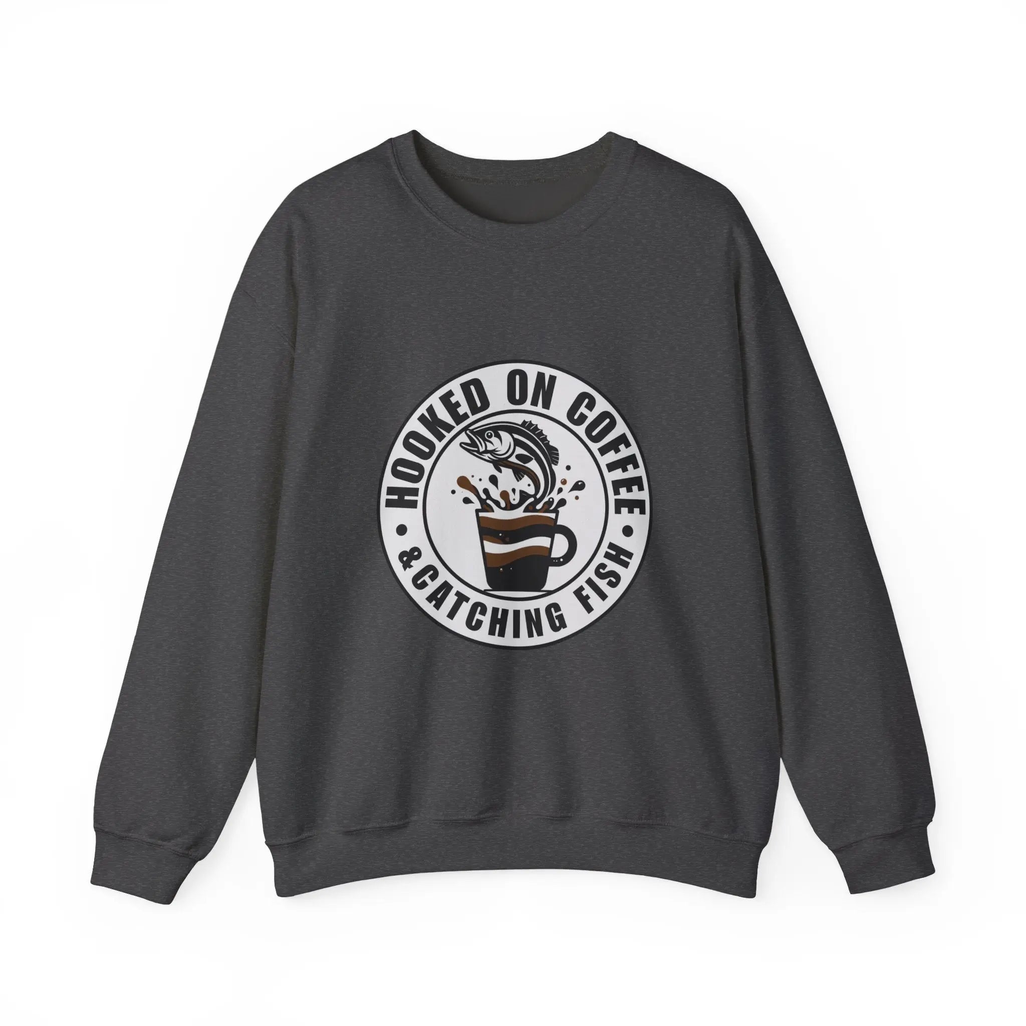 Hooked on Coffee and Catching Fish Sweatshirt Printify