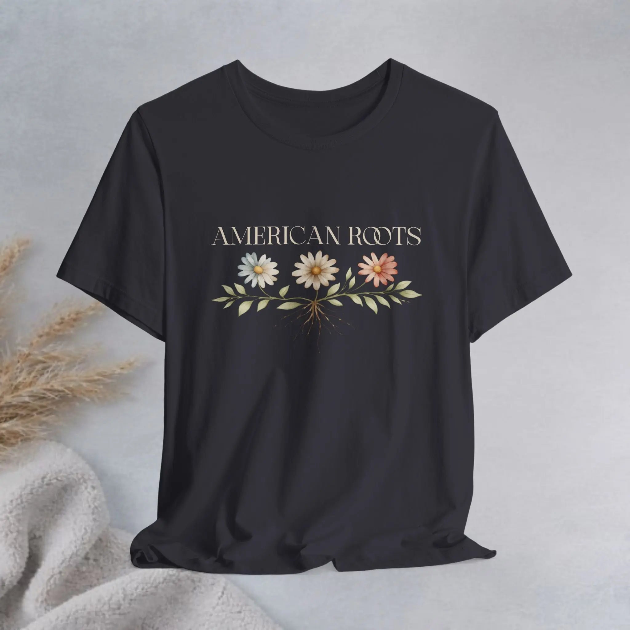 American Roots Floral Tee — Vintage Rustic Patriotic T‑Shirt Printify