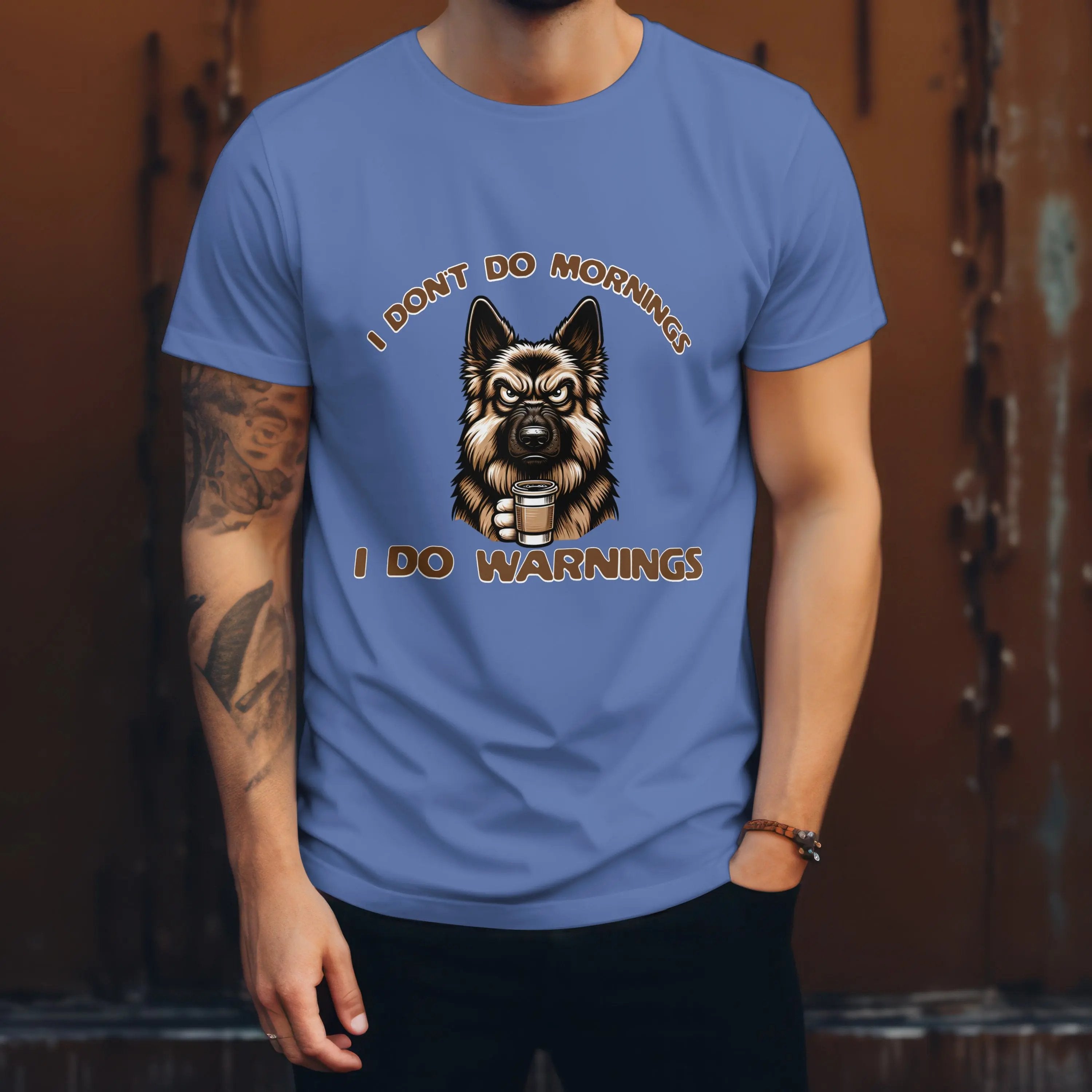 Warnings T-Shirt - Funny German Shephard Coffee Tee Printify