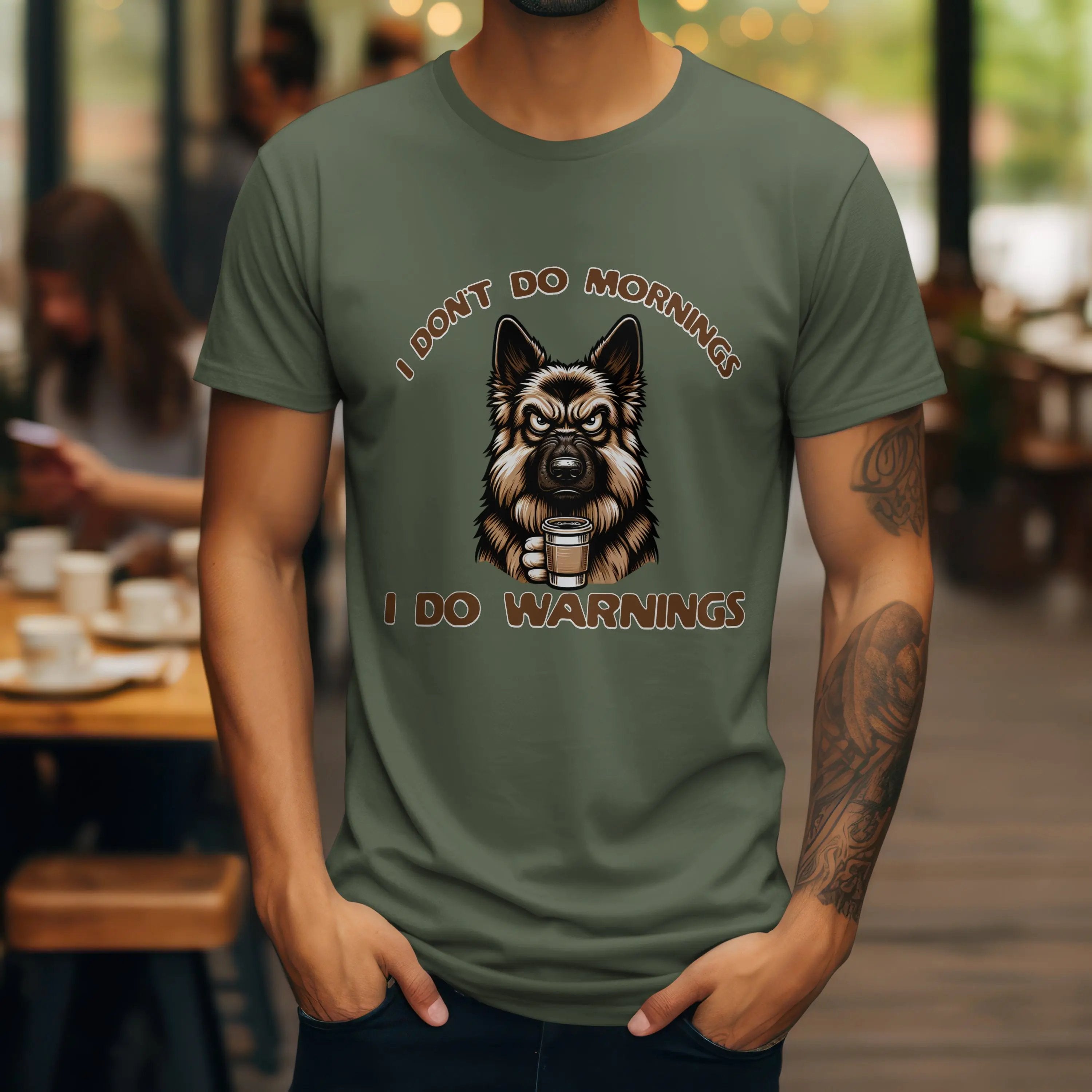 Warnings T-Shirt - Funny German Shephard Coffee Tee Printify