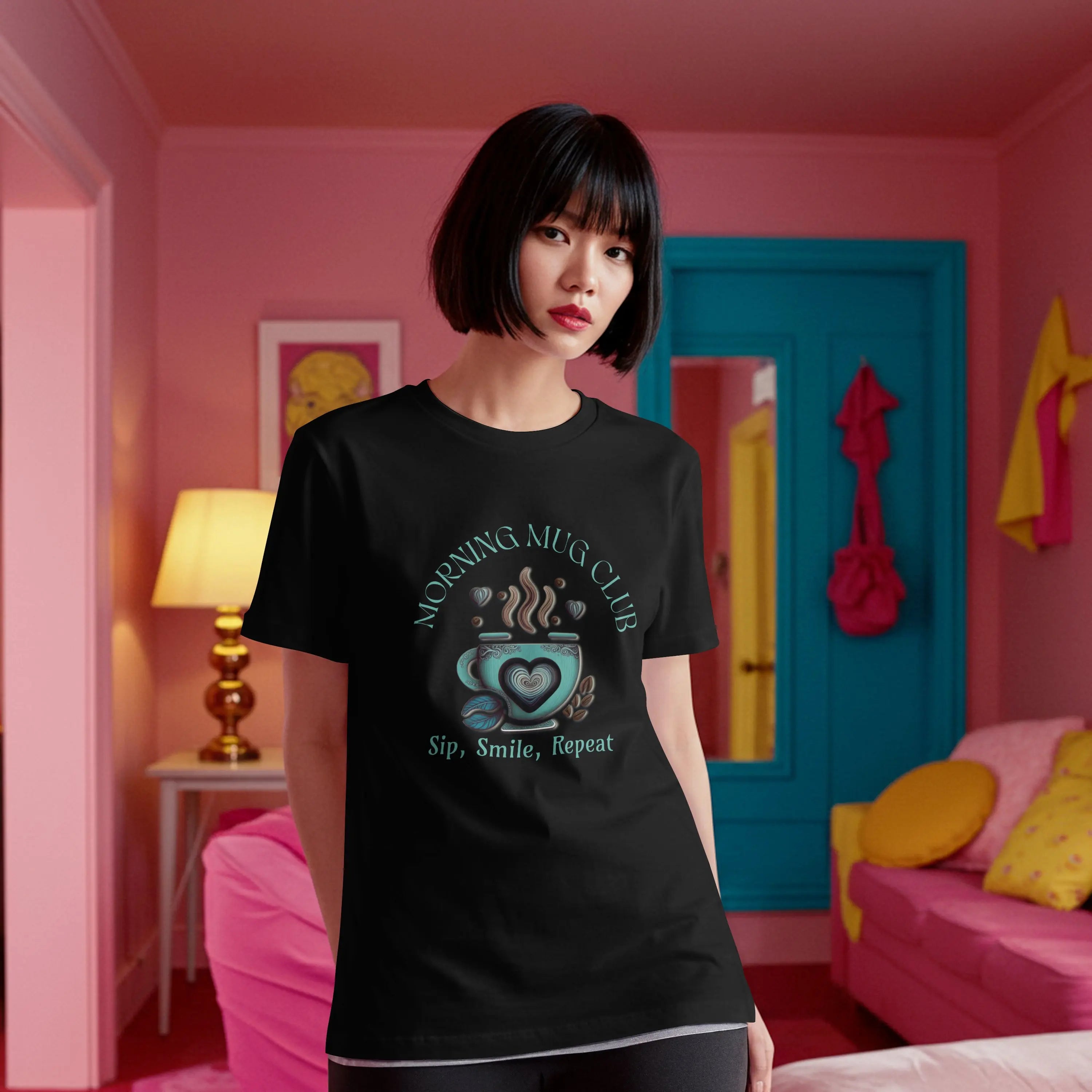Sip Smile Repeat T-shirt - Morning Mug Club Collection Printify