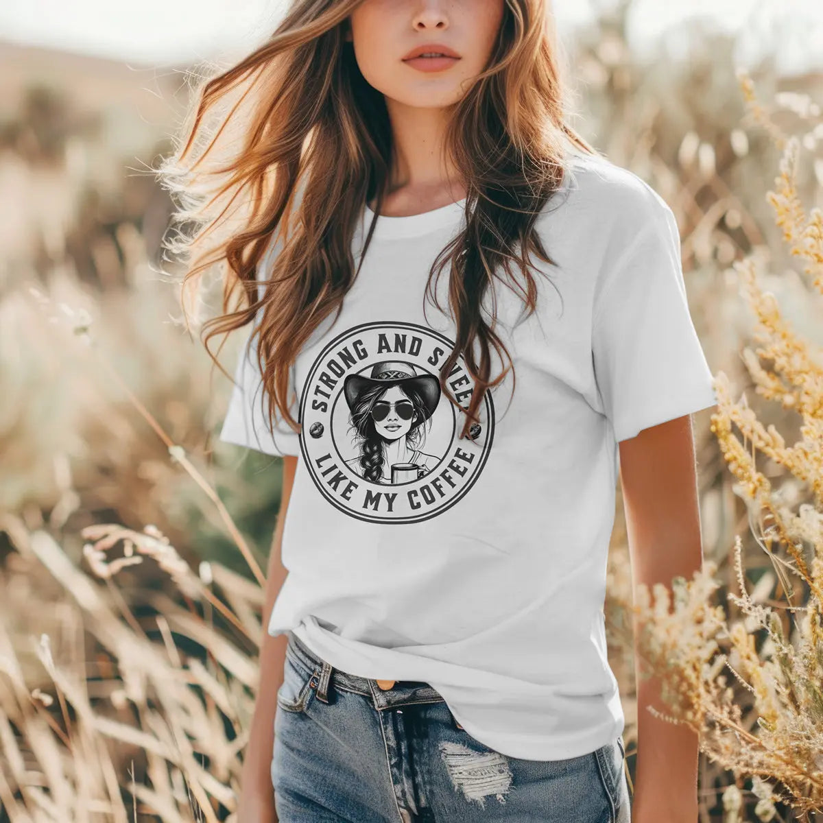 Sweet and Strong T-Shirt – Funny Coffee Lover Tee for Women, Empowering Caffeine Queen Shirt, Bold Morning Gift Idea Printify