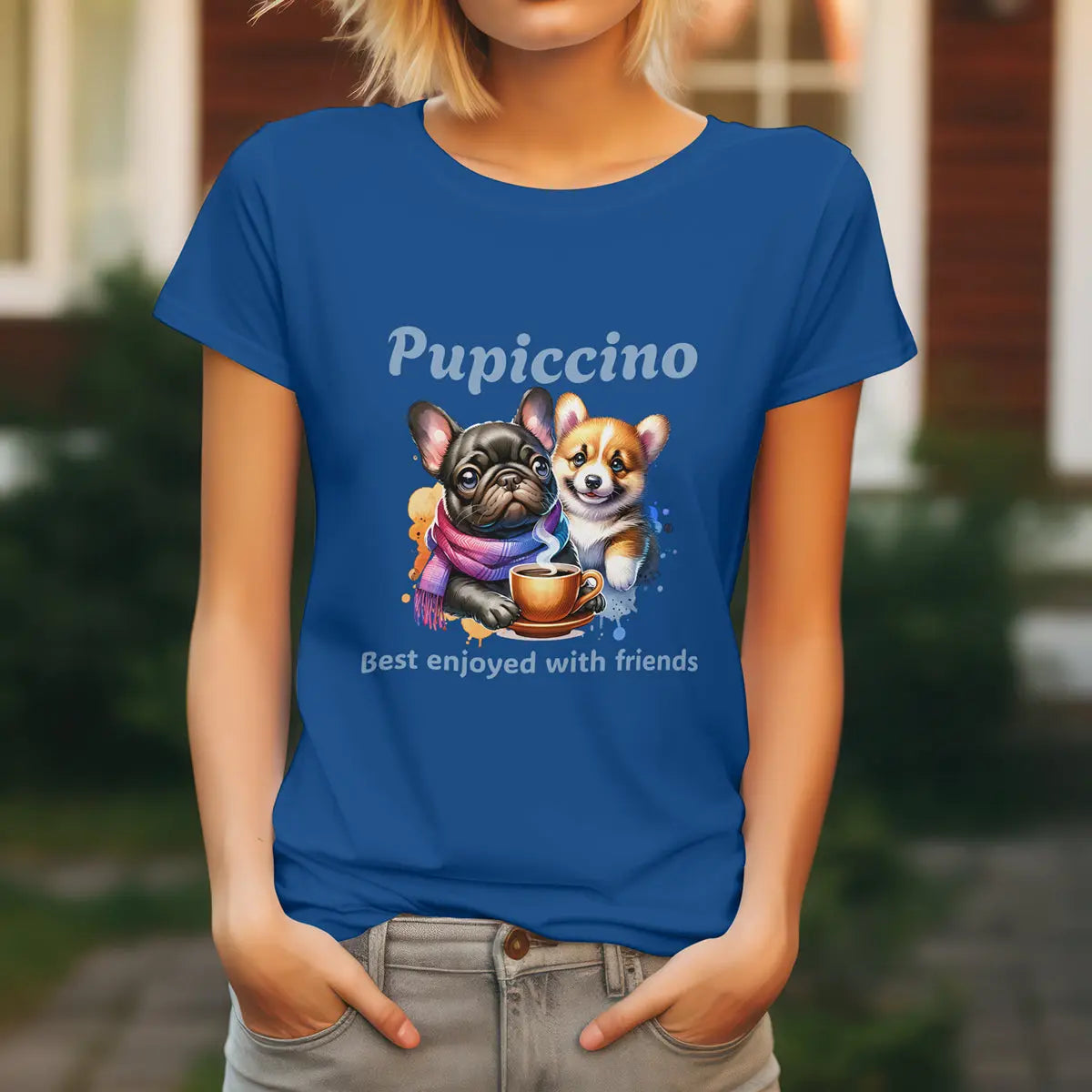 Pupiccino Best Enjoyed with Friends T-Shirt – Cute Dog Coffee Lover Tee for Women, Funny Puppy Friendship Shirt, Caffeine Gift Idea Printify