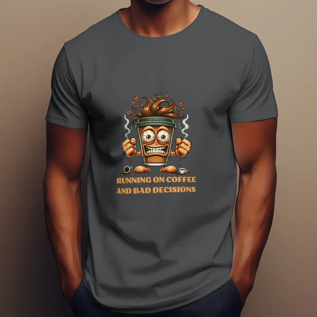 Running on Coffee and Bad Decisions Shirt – Funny Caffeine Lover T-Shirt, Sarcastic Coffee Tee, Gift for Coffee Addicts & Humor Fans Printify