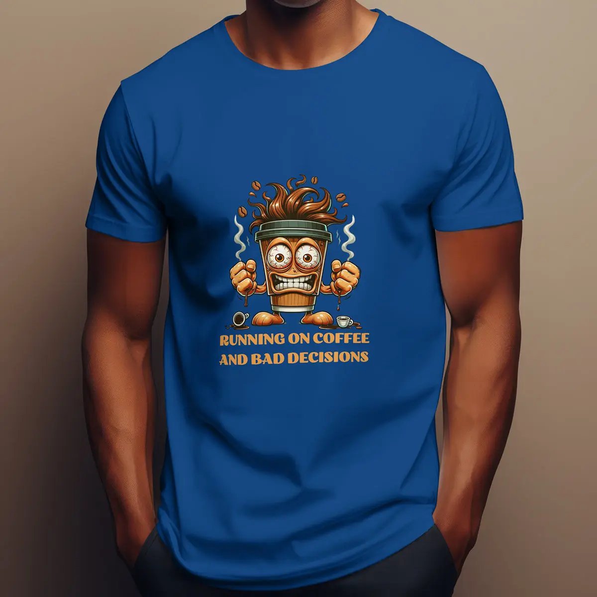 Running on Coffee and Bad Decisions Shirt – Funny Caffeine Lover T-Shirt, Sarcastic Coffee Tee, Gift for Coffee Addicts & Humor Fans Printify