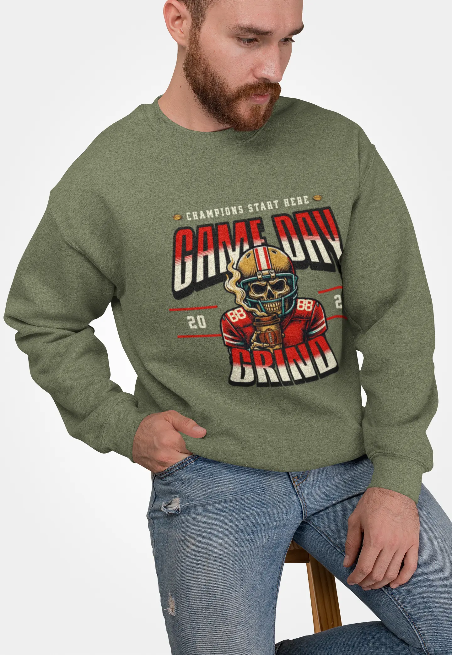 Game Day Grind Sweatshirt - Coffee Football Warm Cozy Sweatshirt Printify