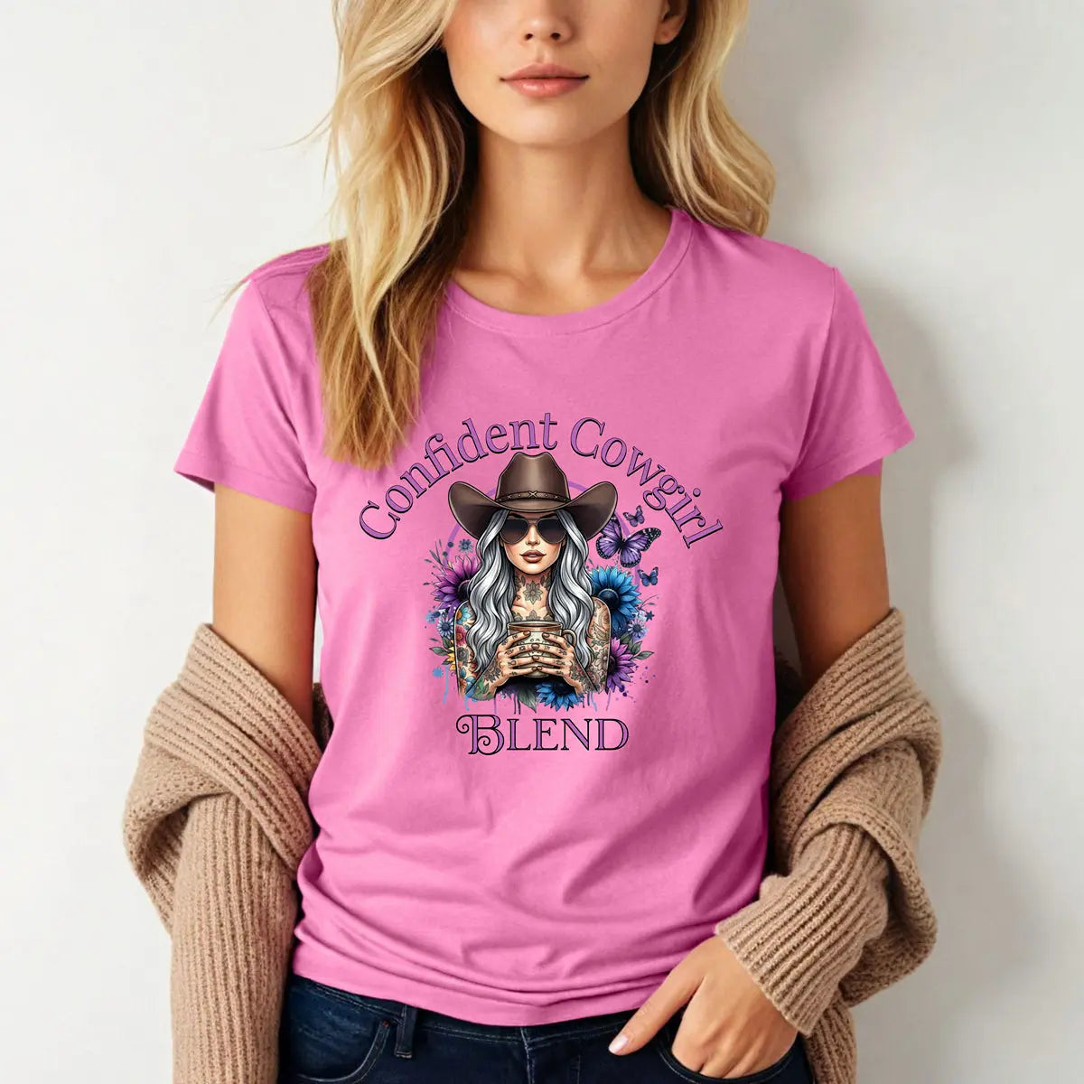 Confident Cowgirl Tee — Women's Graphic Western Coffee Shirt Printify