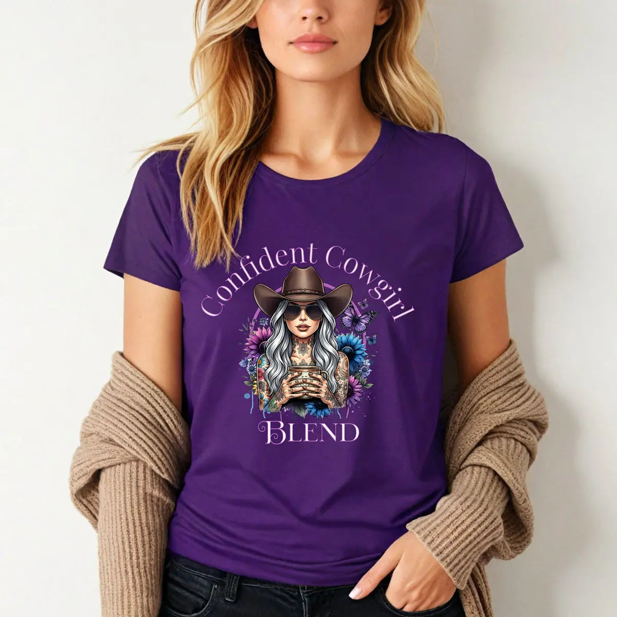 Confident Cowgirl Tee — Women's Graphic Western Coffee Shirt Printify