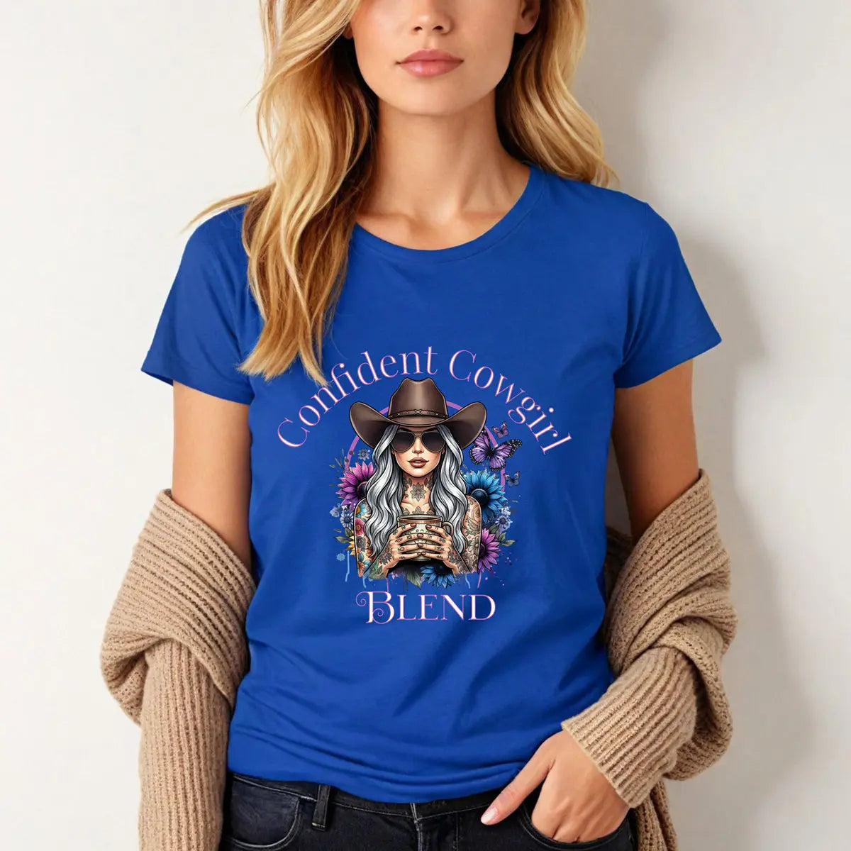 Confident Cowgirl Tee — Women's Graphic Western Coffee Shirt Printify