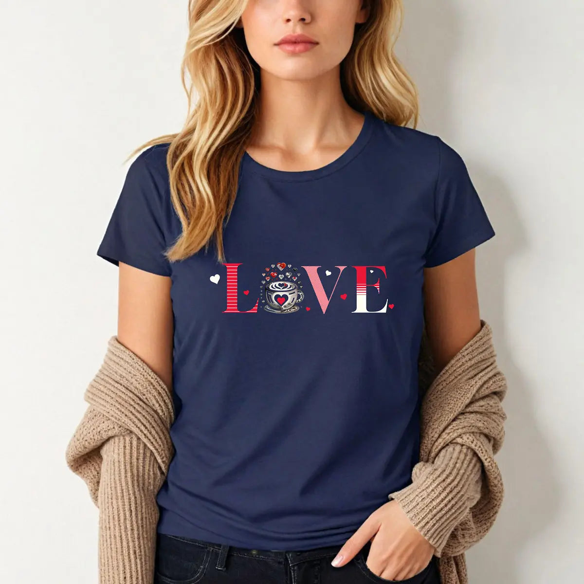 Coffee Love T-Shirt – “LOVE” with Coffee Cup Design - Boldly Bitter Company