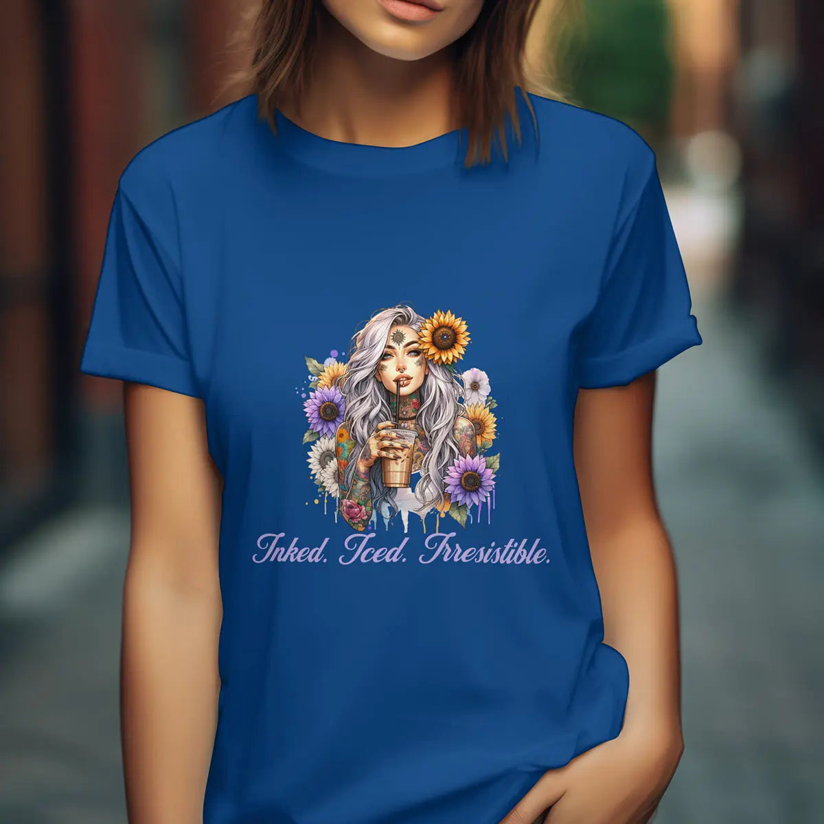 Irresistible Tshirt - Sunflower Tattoo Woman Coffee Tee Printify