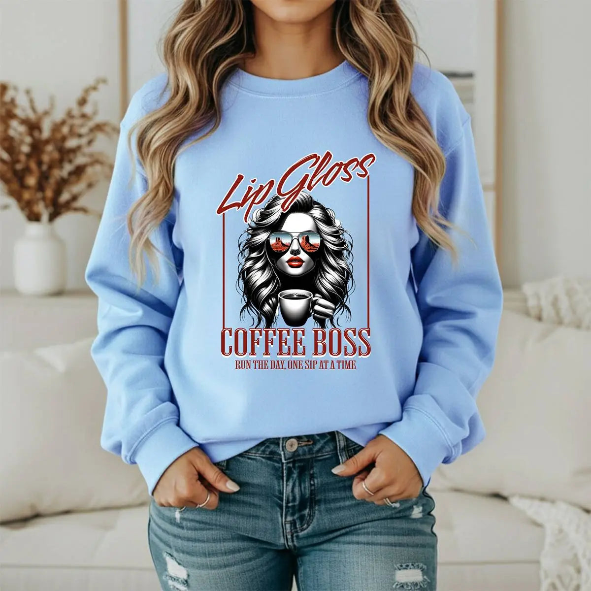 Lip Gloss Coffee Boss Sweatshirt Printify