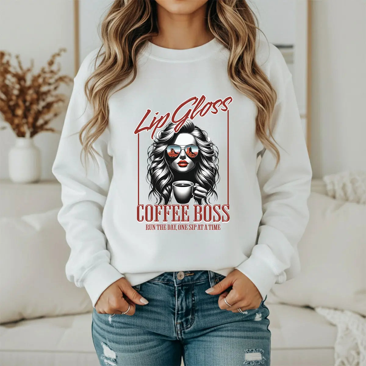 Lip Gloss Coffee Boss Sweatshirt Printify