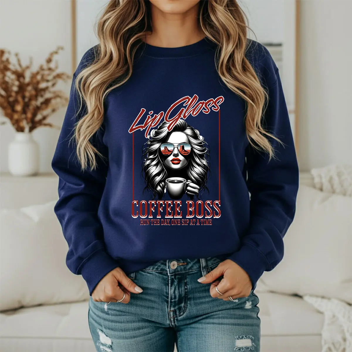 Lip Gloss Coffee Boss Sweatshirt Printify