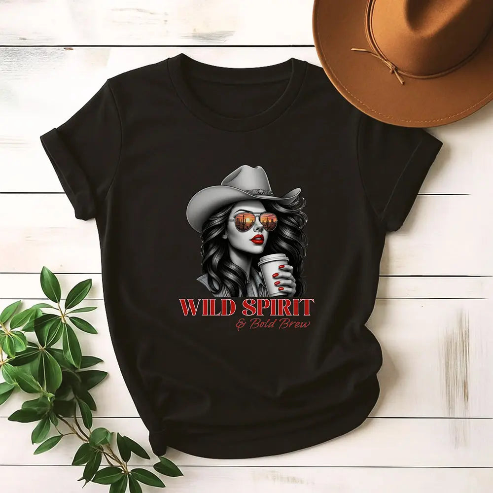 Wild Spirit Tee — Cowgirl Portrait Graphic Shirt Printify