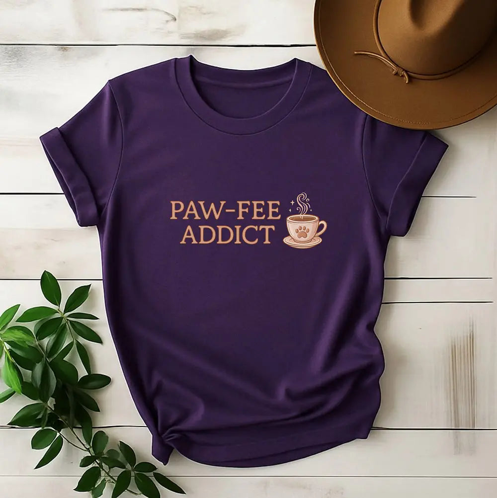 Paw-fee Addict Tee — Cute Coffee & Cat Lovers Shirt Printify