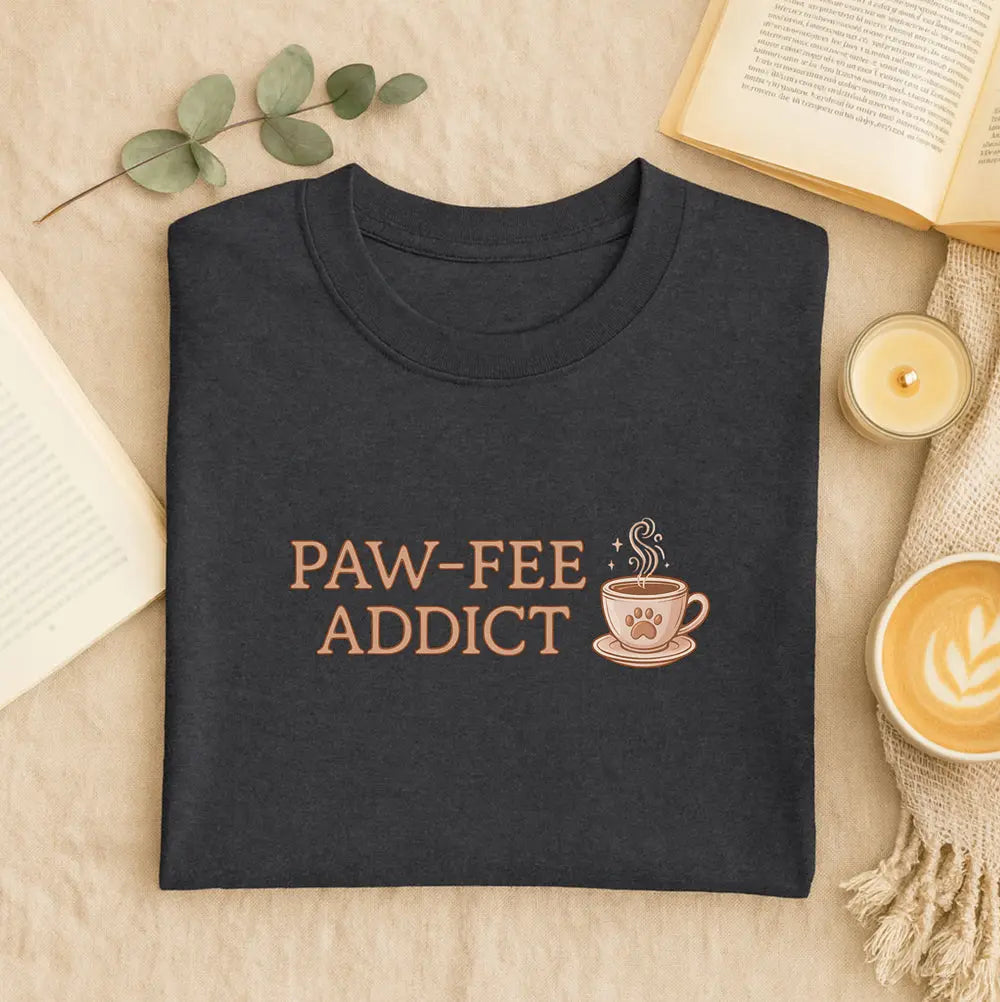 Paw-fee Addict Tee — Cute Coffee & Cat Lovers Shirt Printify