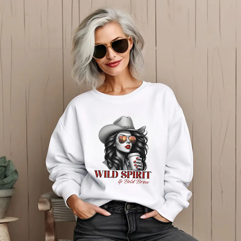 Wild Spirit Sweatshirt — Cowboy Cowgirl Graphic 'Wild Spirit' Printify