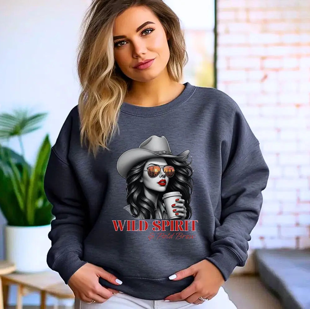 Wild Spirit Sweatshirt — Cowboy Cowgirl Graphic 'Wild Spirit' Printify