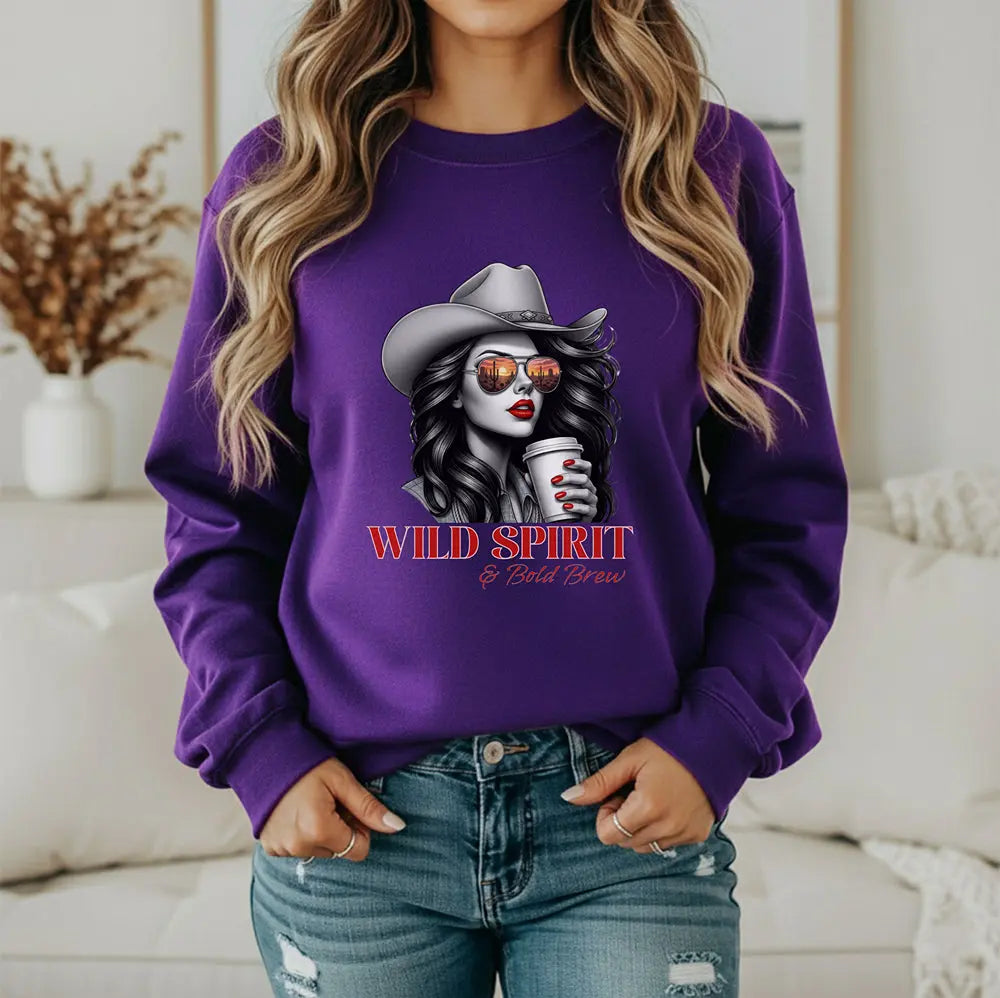 Wild Spirit Sweatshirt — Cowboy Cowgirl Graphic 'Wild Spirit' Printify