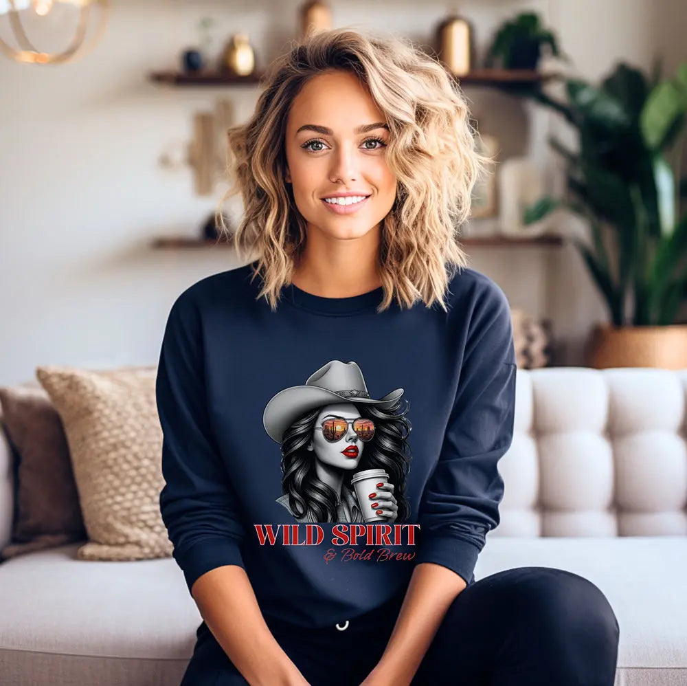 Wild Spirit Sweatshirt — Cowboy Cowgirl Graphic 'Wild Spirit' Printify