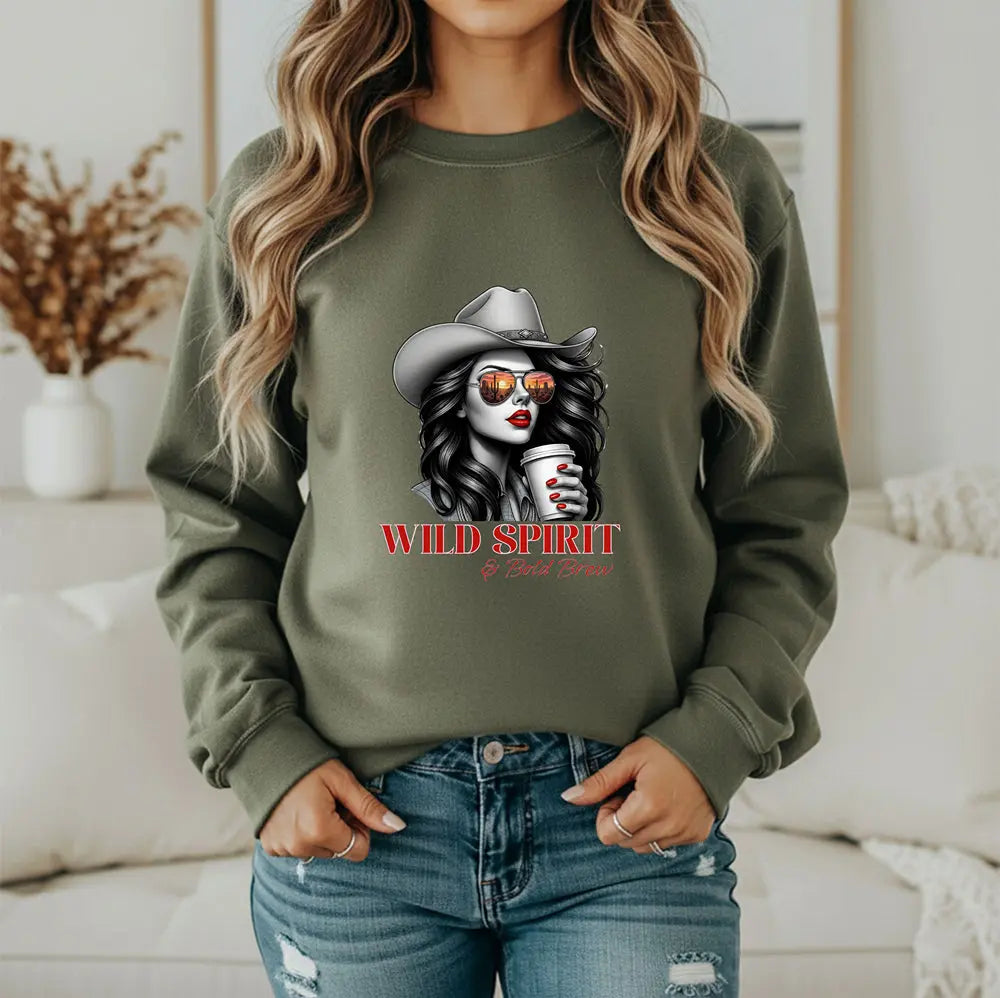 Wild Spirit Sweatshirt — Cowboy Cowgirl Graphic 'Wild Spirit' Printify