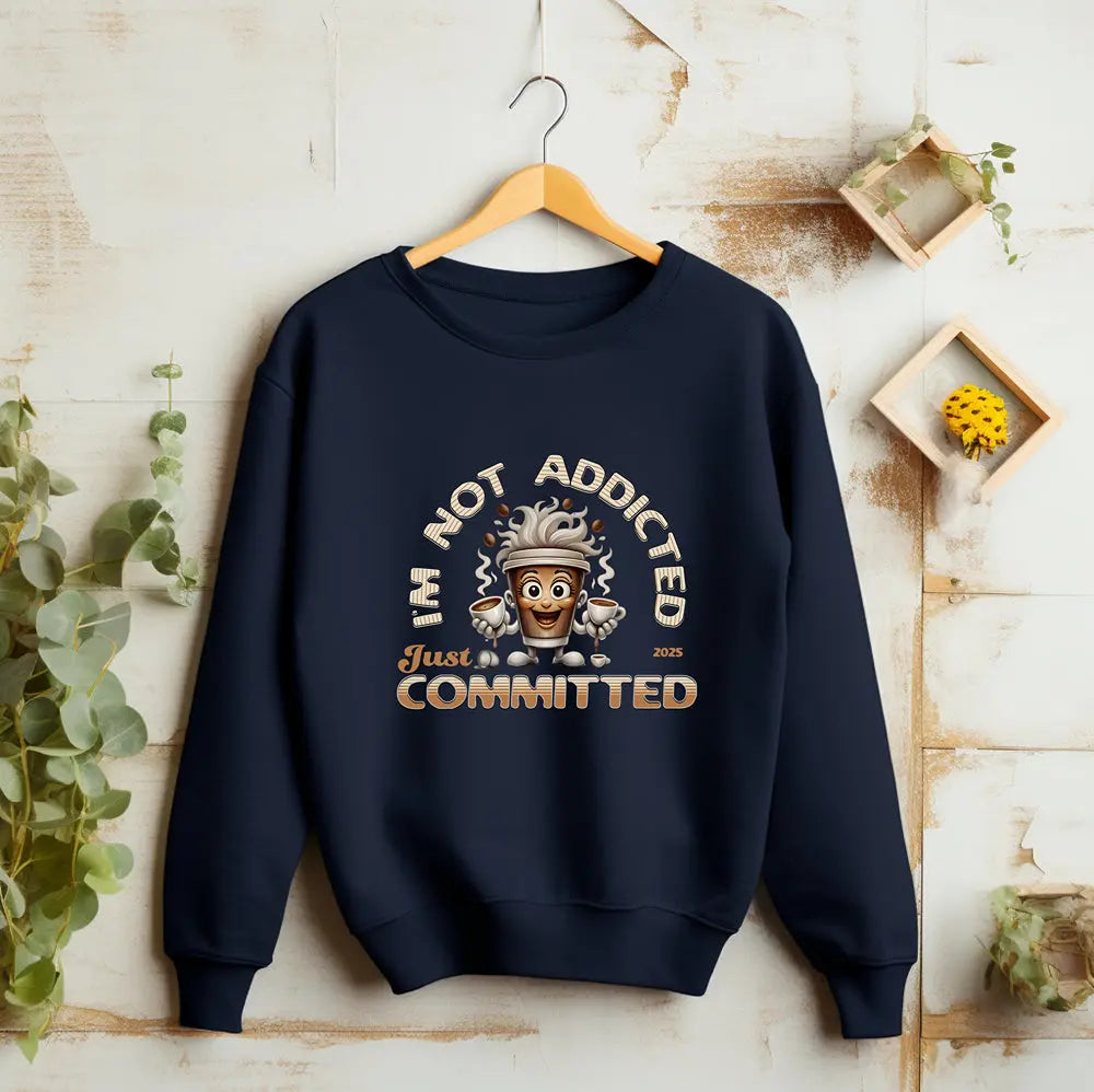 Just Committed Sweatshirt - Funny Togo Cup that is not addicted Printify