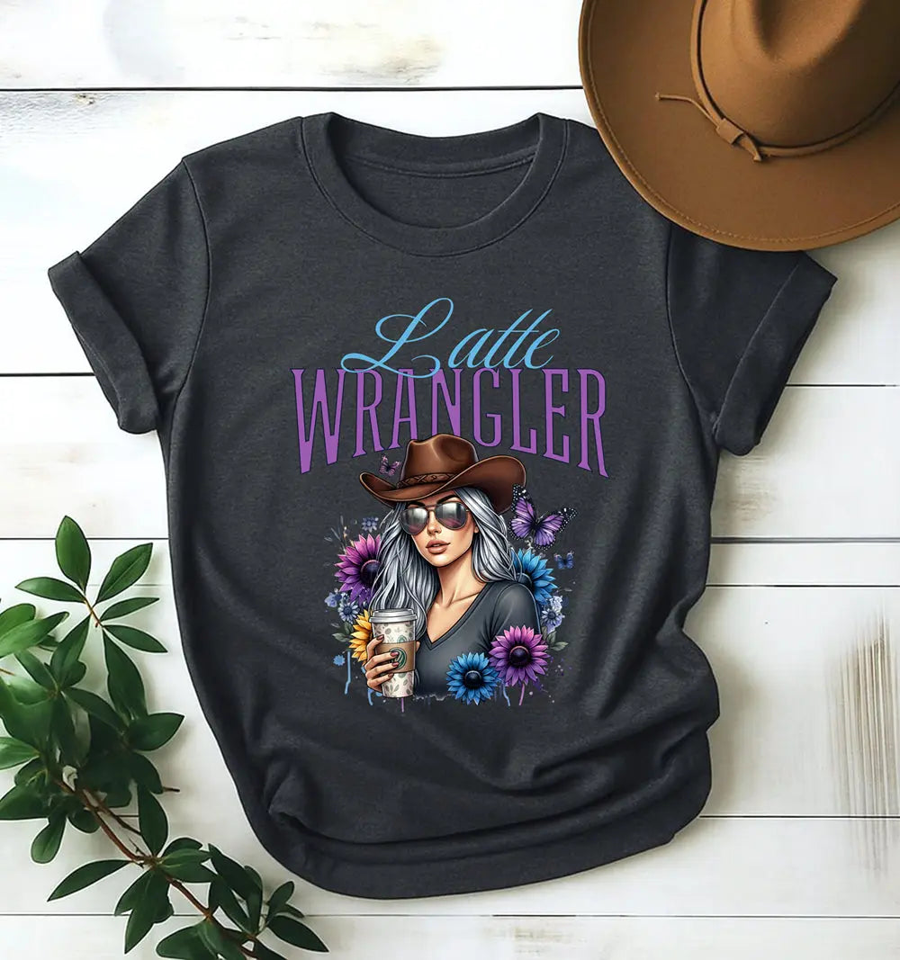 Latte Wrangler Women's Tee — Sunflower Cowboy Coffee Graphic Printify