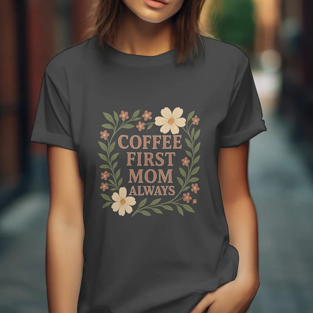 Coffee First Mom Tee — Floral 'Coffee First Mom Always' Women's T-Shirt - Boldly Bitter Company