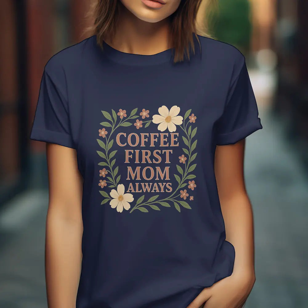 Coffee First Mom Tee — Floral 'Coffee First Mom Always' Women's T-Shirt - Boldly Bitter Company