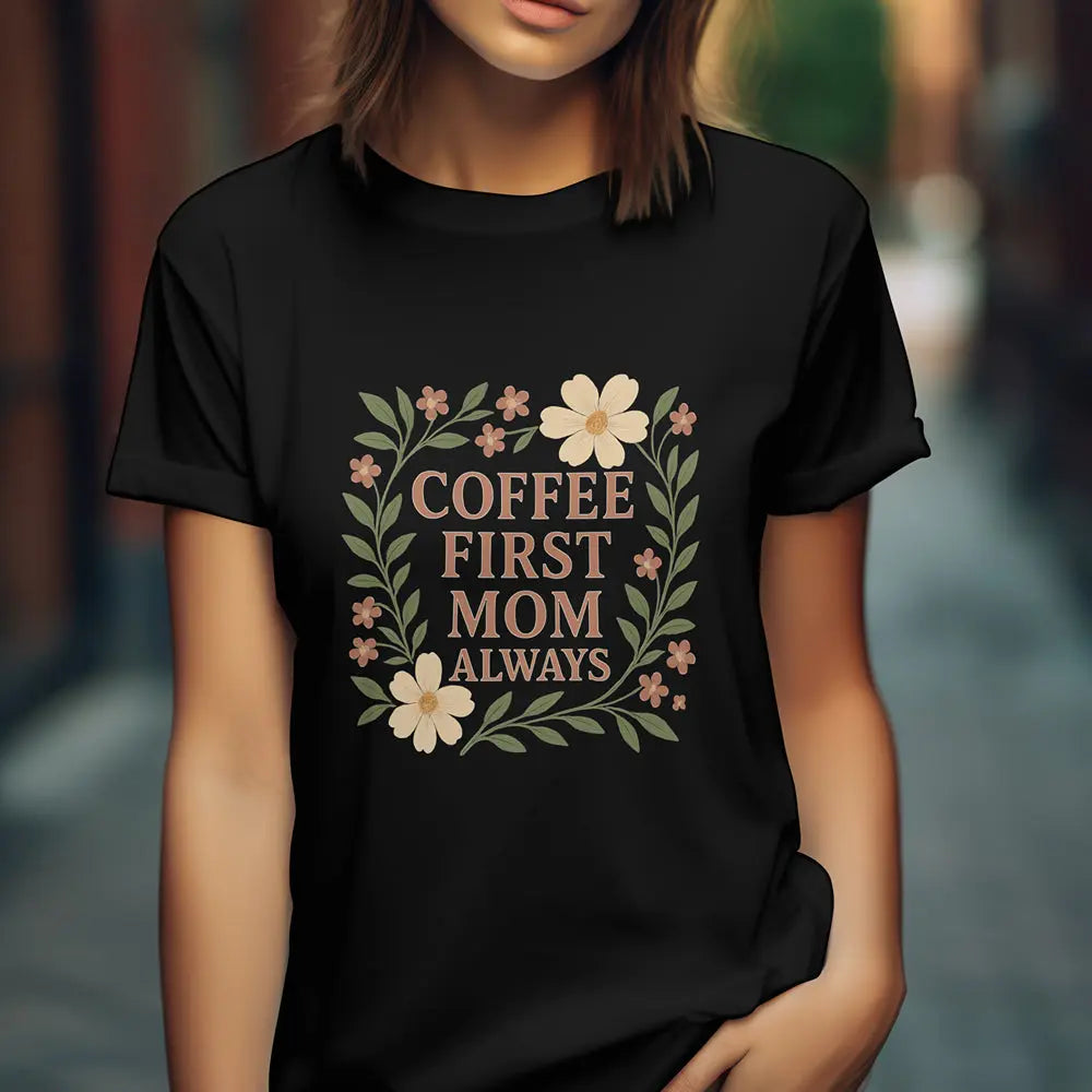 Coffee First Mom Tee — Floral 'Coffee First Mom Always' Women's T-Shirt - Boldly Bitter Company