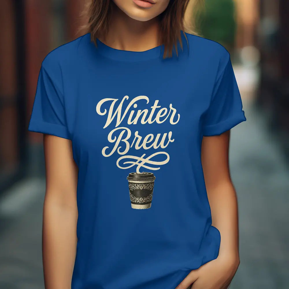 Winter Brew Tee — Women’s Coffee Shirt with Vintage Holiday Coffee Cup - Boldly Bitter Company