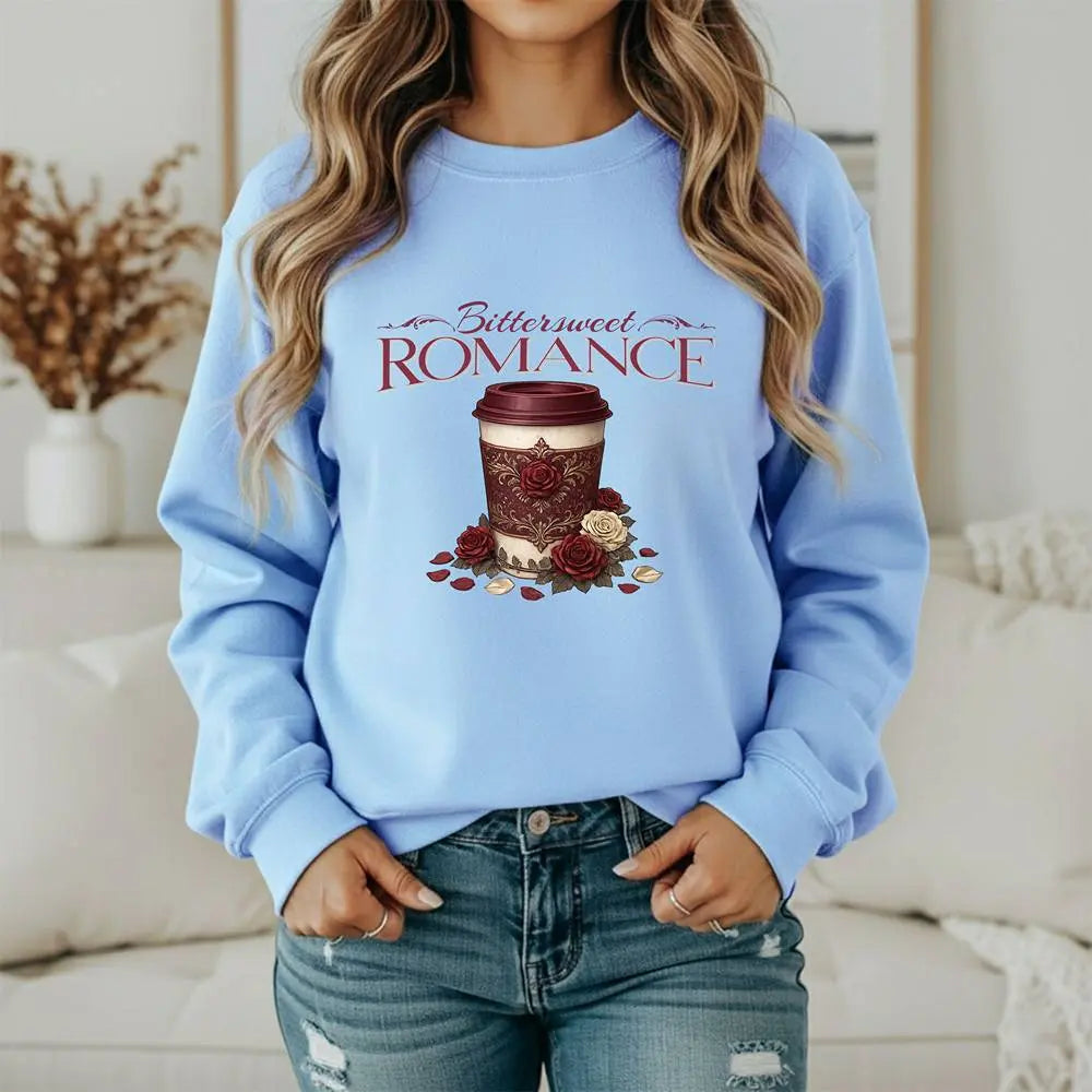 Bitterweet Romance Sweatshirt — Coffee & Roses Cozy Crewneck Printify
