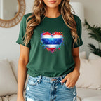 Splatter Heart and Stars T-Shirt – Watercolor Patriot Tee for National Holidays Printify