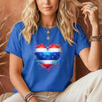 Splatter Heart and Stars T-Shirt – Watercolor Patriot Tee for National Holidays Printify