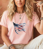 American Flag Waving Tee — Patriotic Red White Blue T-Shirt Printify