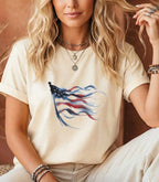 American Flag Waving Tee — Patriotic Red White Blue T-Shirt Printify