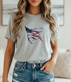 American Flag Waving Tee — Patriotic Red White Blue T-Shirt Printify