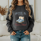 American Boots Sweatshirt - 'Home Is Where We Stand' Cozy Rainboot Graphic Printify