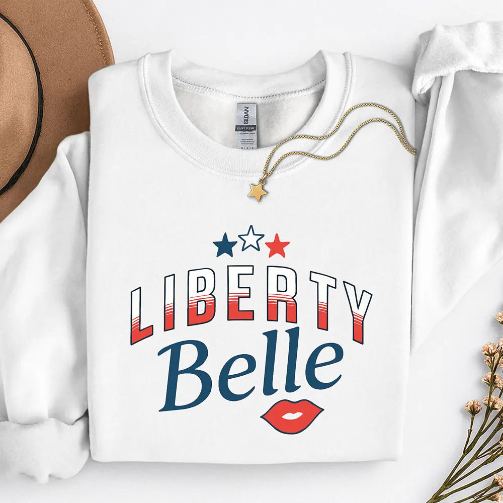 Liberty Belle Sweatshirt — Patriotic Retro Graphic Pullover Printify