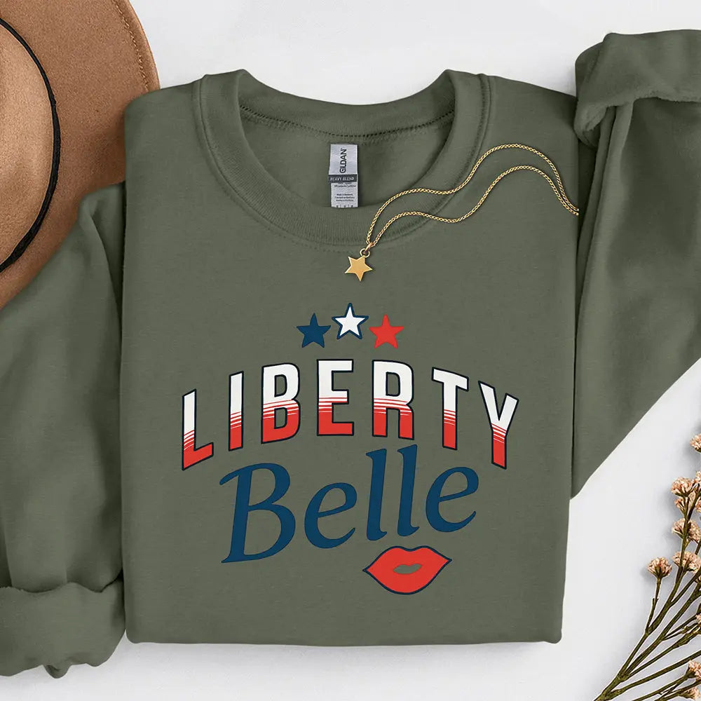 Liberty Belle Sweatshirt — Patriotic Retro Graphic Pullover Printify