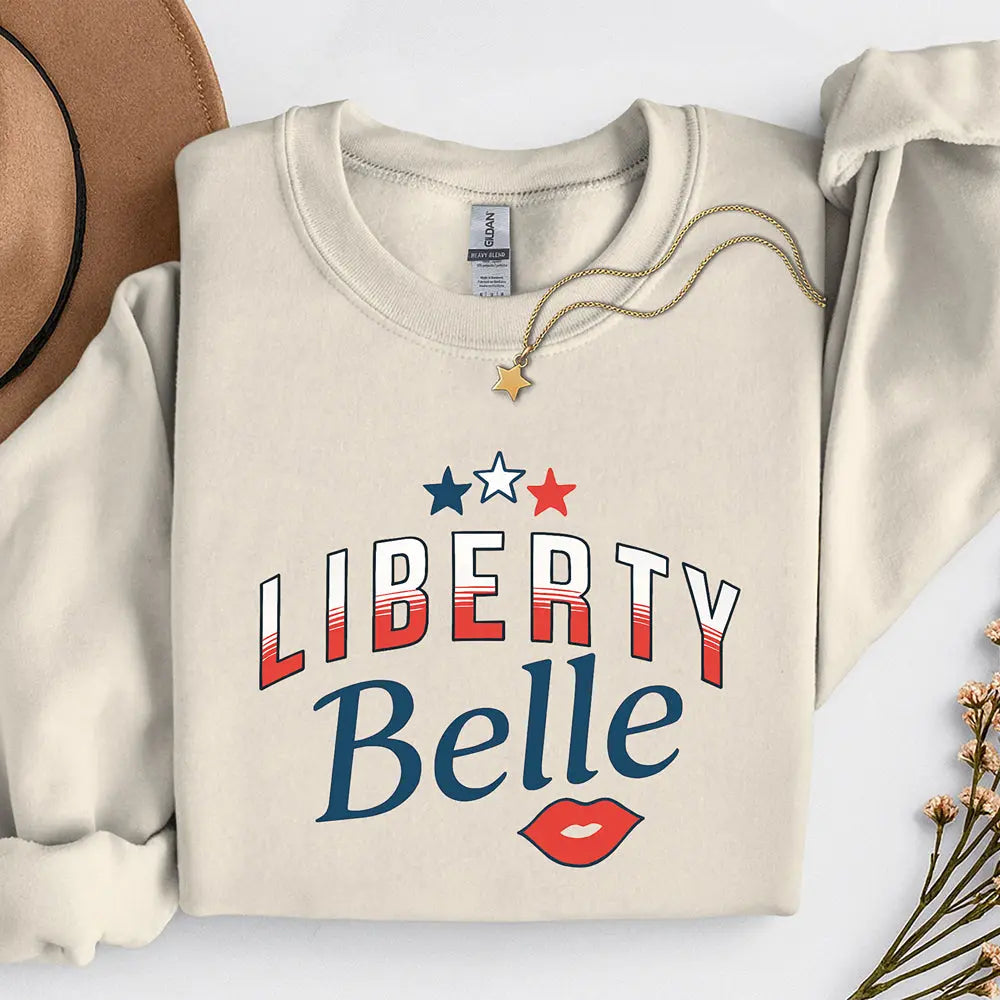 Liberty Belle Sweatshirt — Patriotic Retro Graphic Pullover Printify