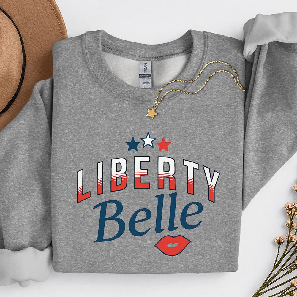 Liberty Belle Sweatshirt — Patriotic Retro Graphic Pullover Printify