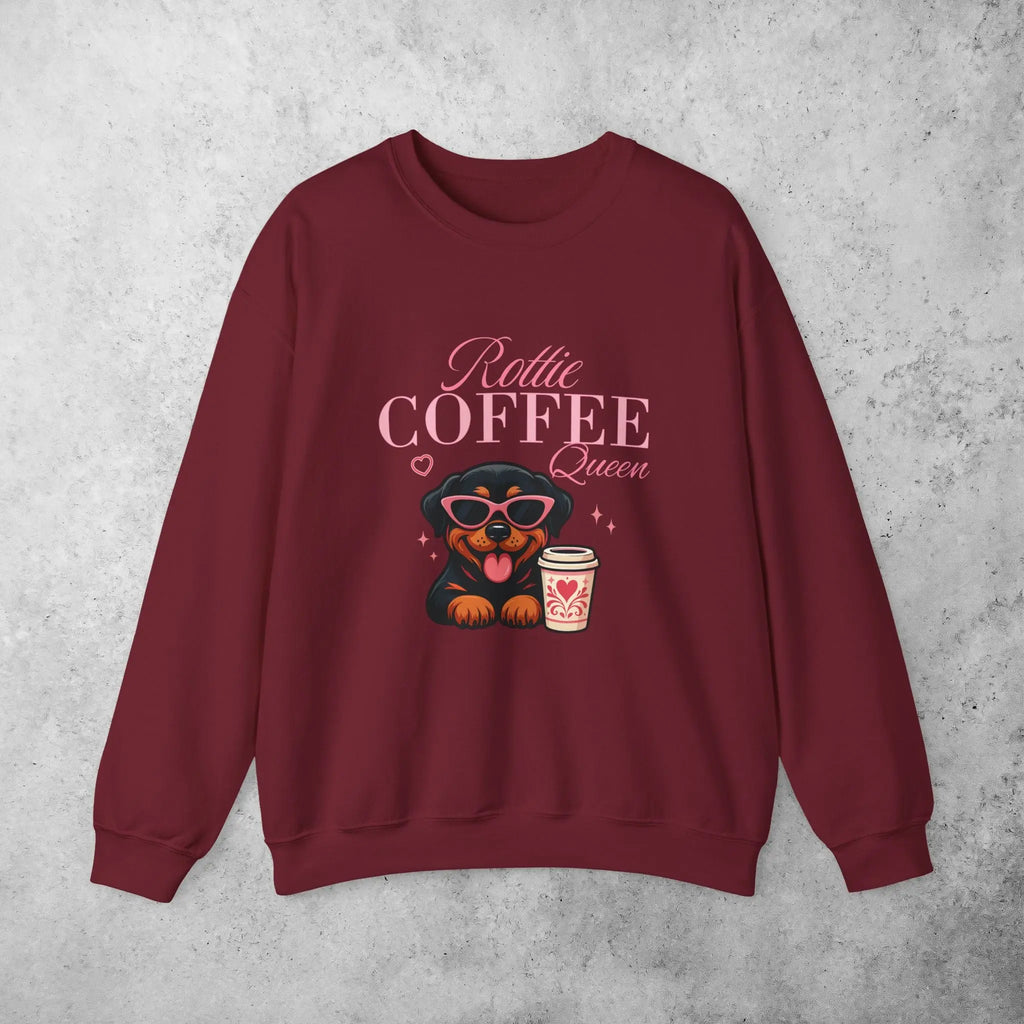 Rottie Coffee Sweatshirt — Cute Rottweiler with Coffee Graphic Printify