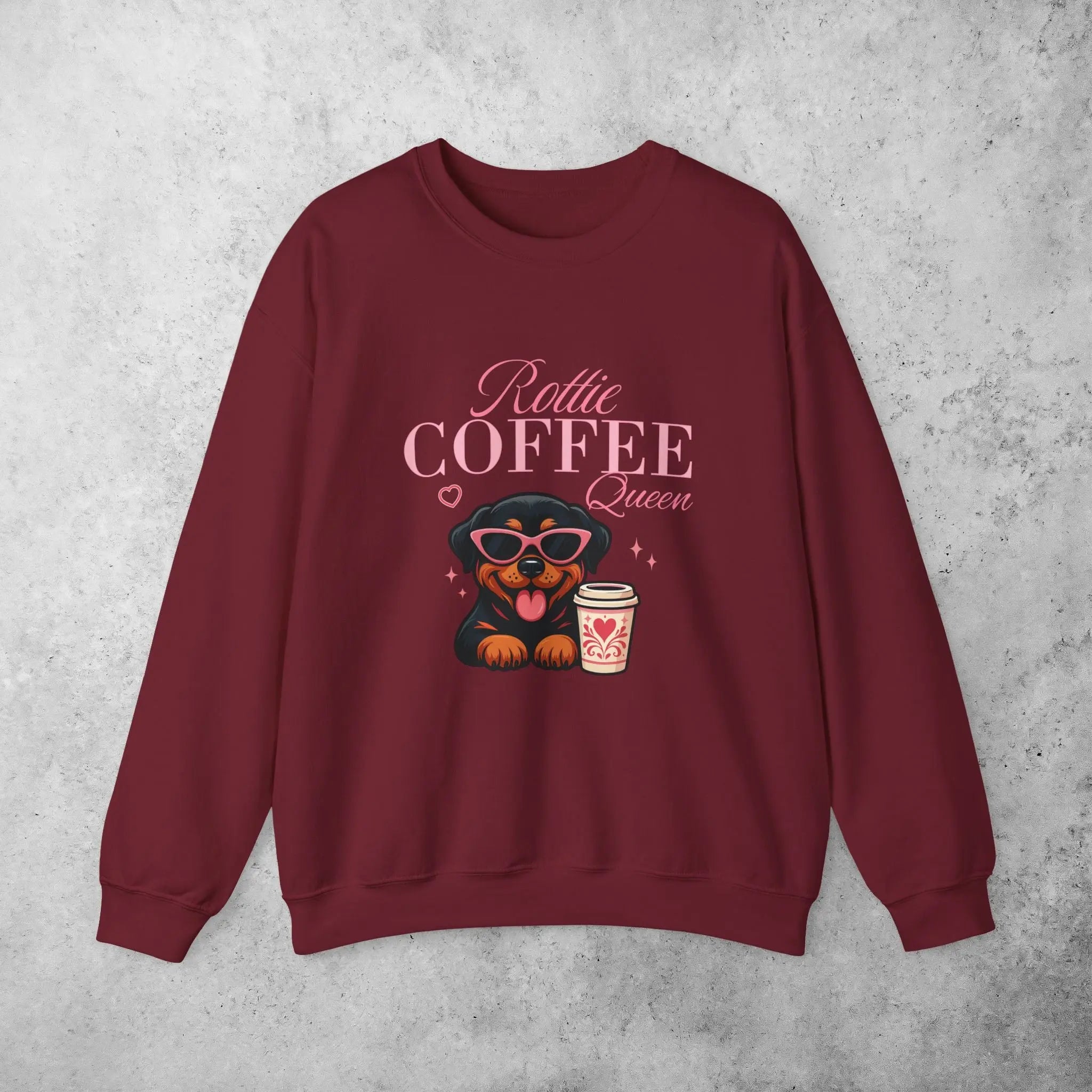 Rottie Coffee Sweatshirt — Cute Rottweiler with Coffee Graphic Printify