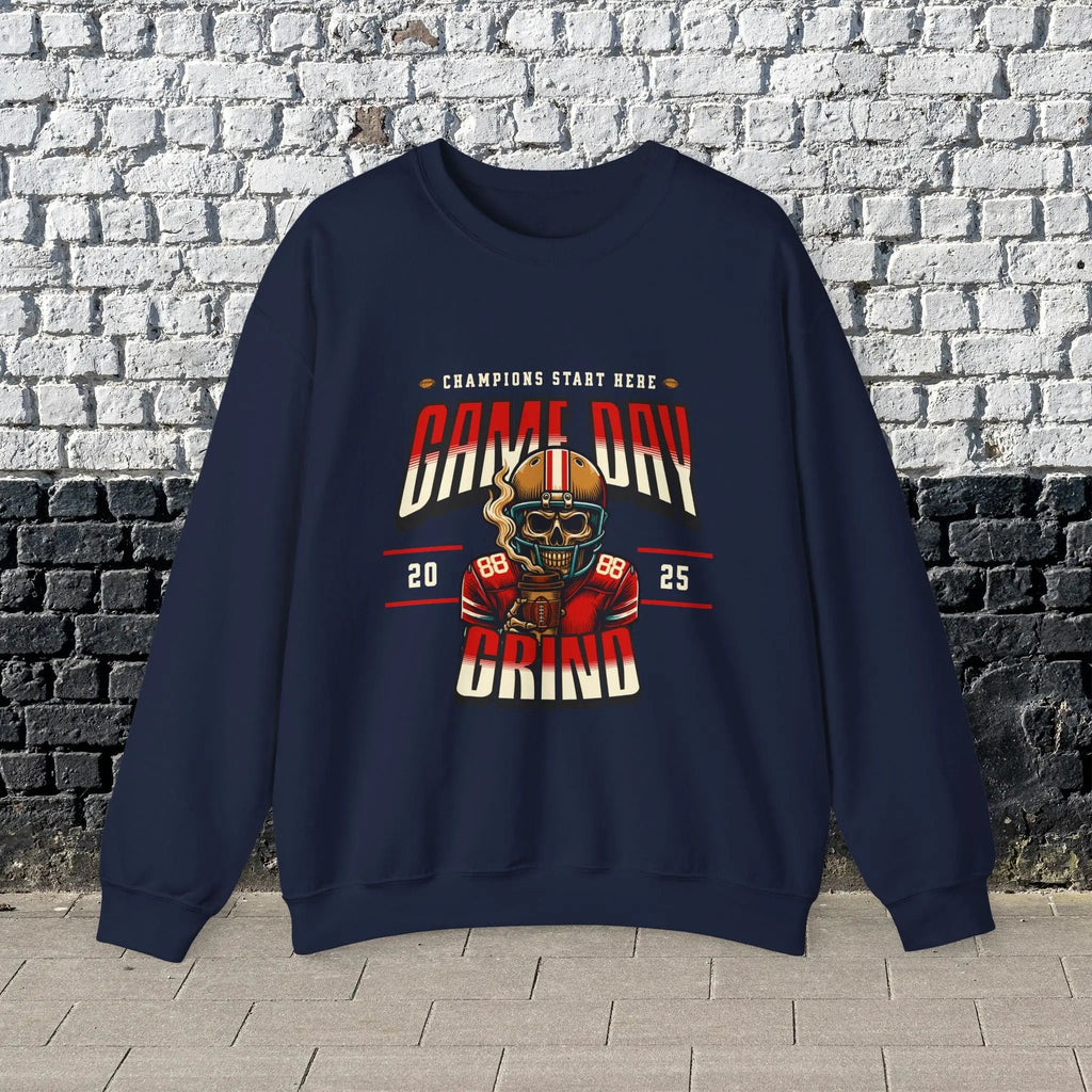 Game Day Grind Sweatshirt - Coffee Football Warm Cozy Sweatshirt Printify