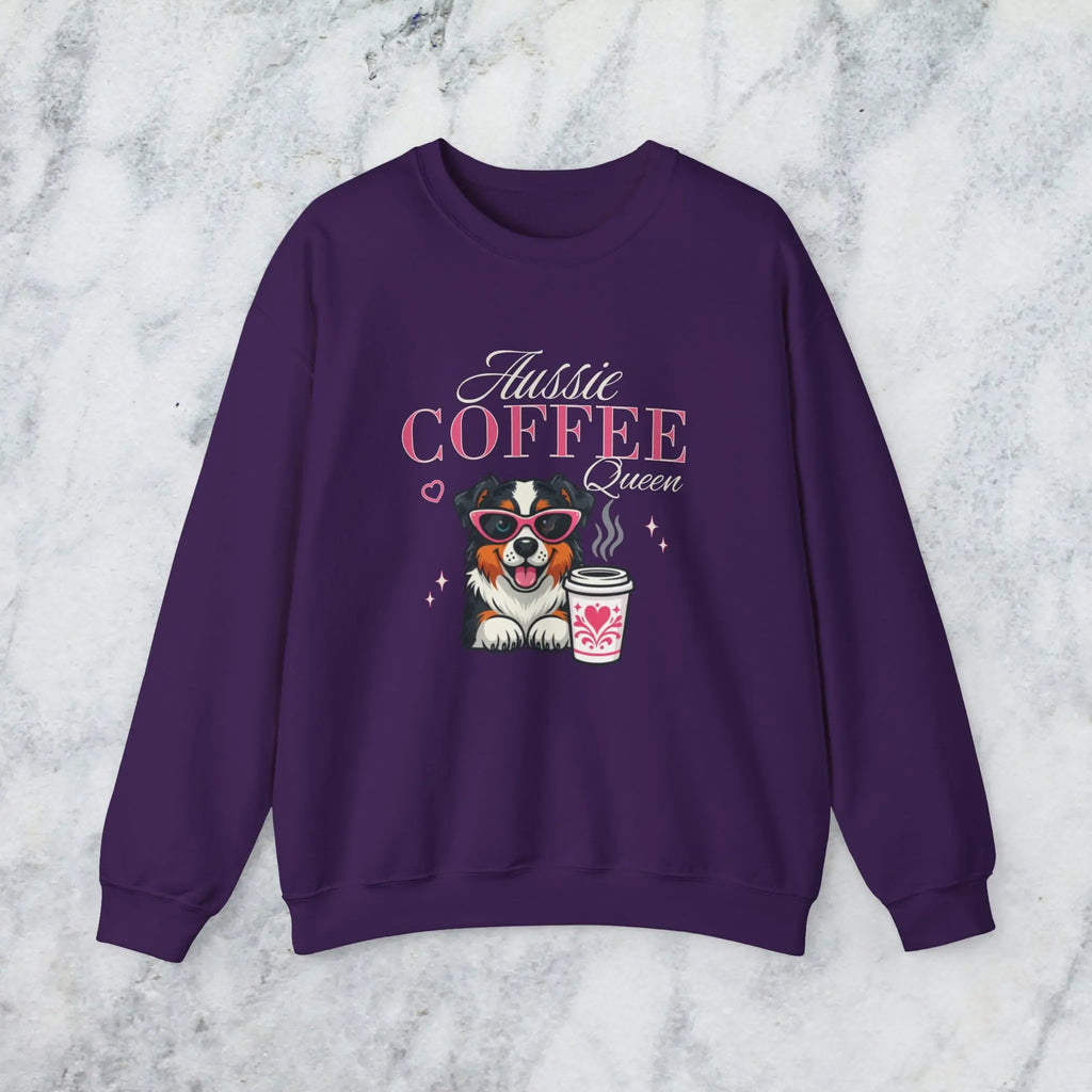 Aussie Coffee Queen Australian Shepherd Sweatshirt Printify