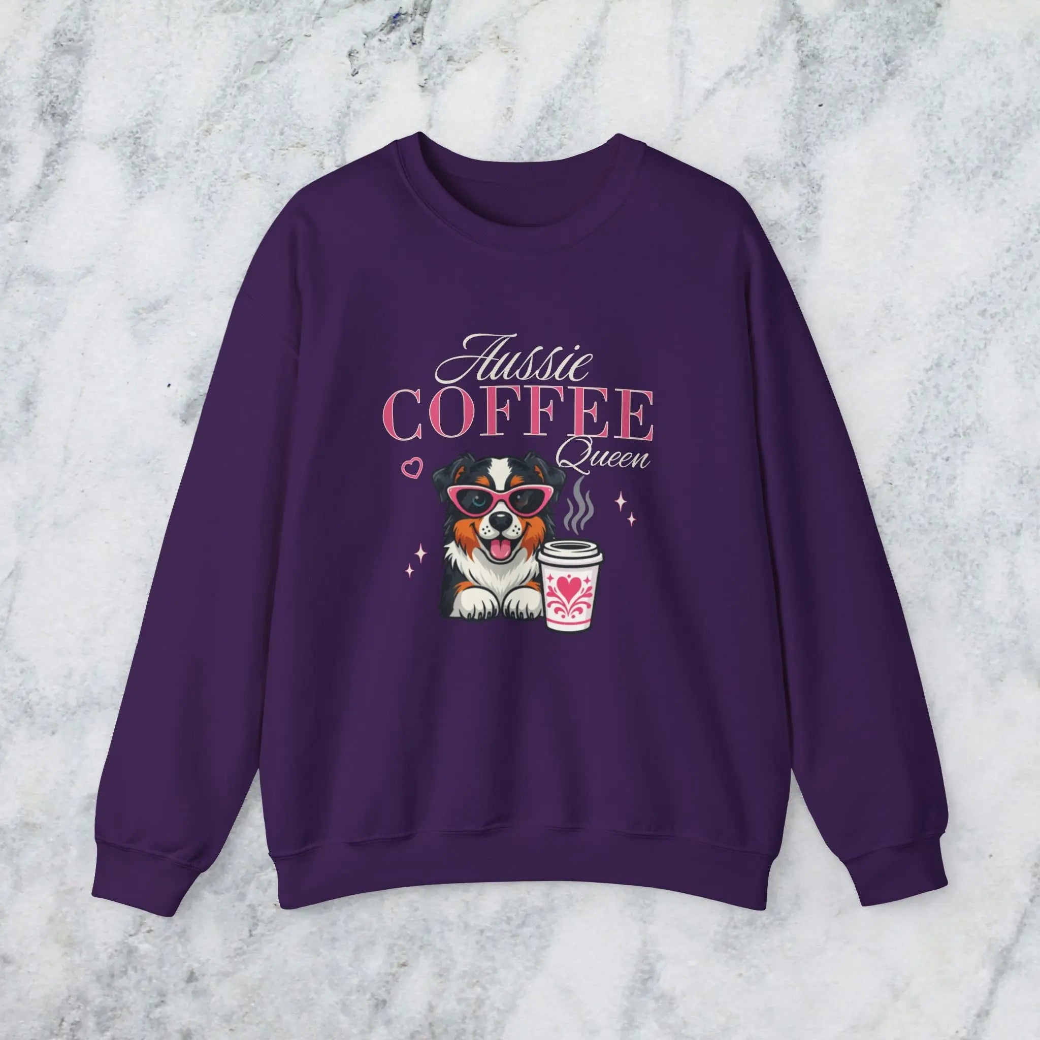 Aussie Coffee Queen Australian Shepherd Sweatshirt Printify