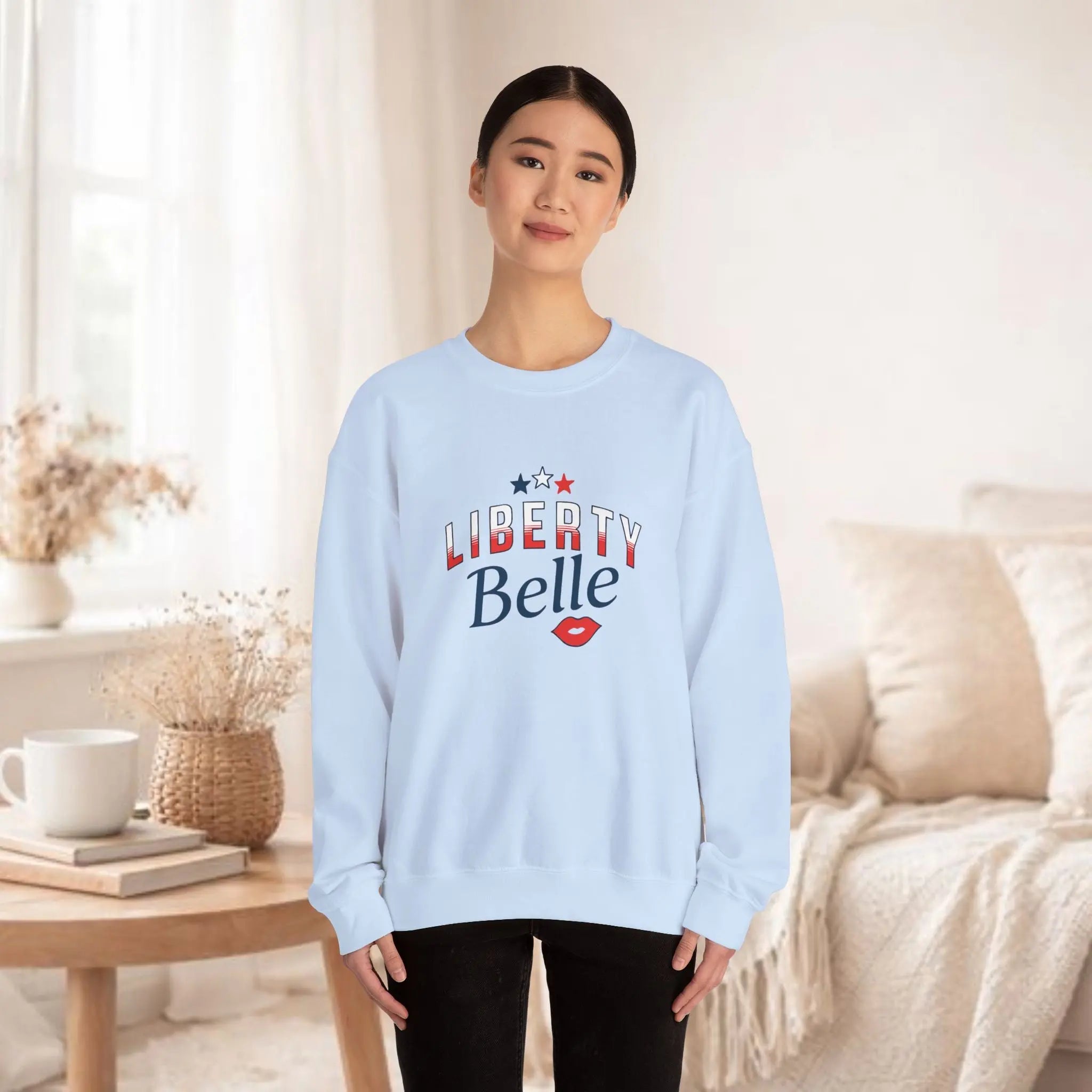 Liberty Belle Sweatshirt — Patriotic Retro Graphic Pullover Printify