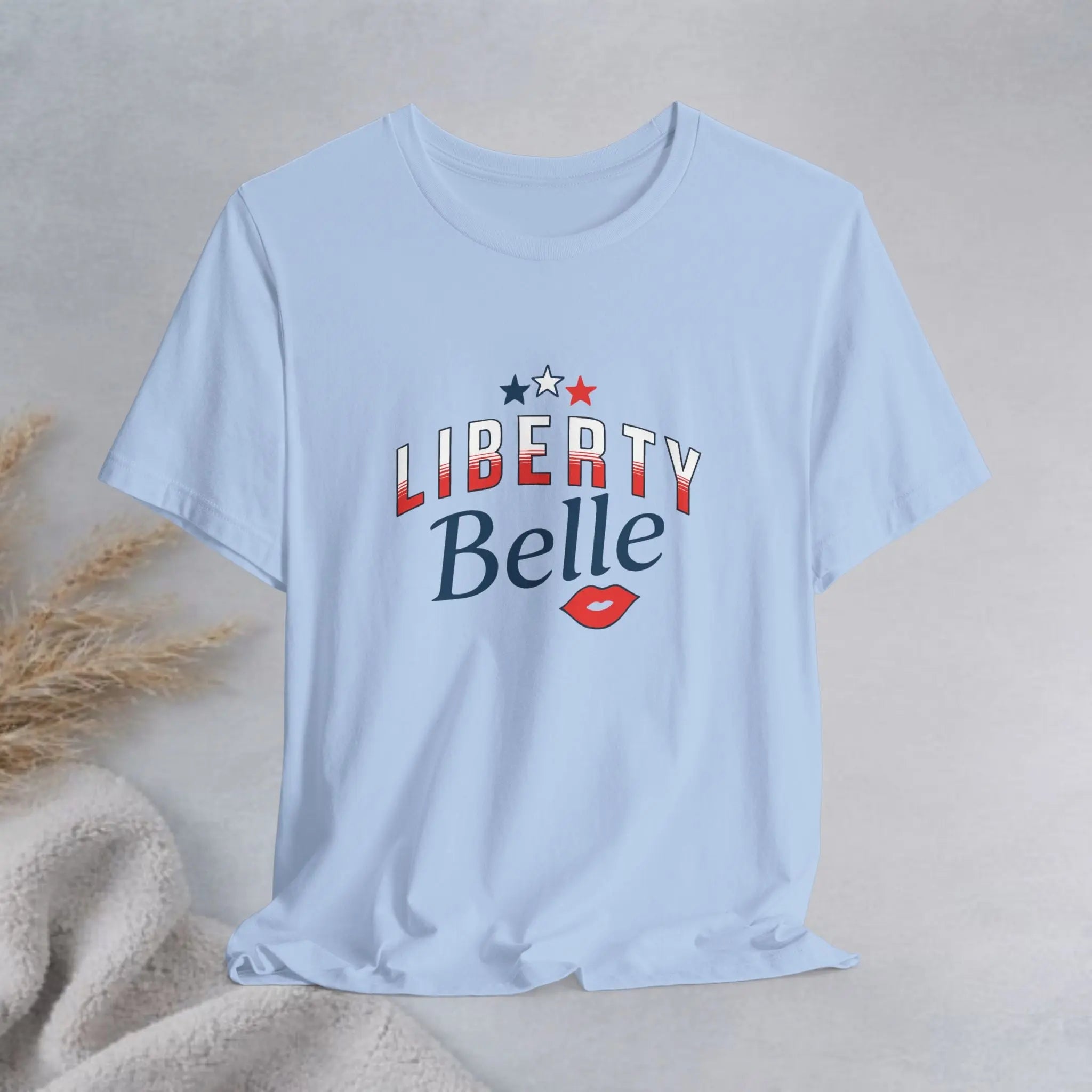 Liberty Belle Tee — Patriotic Stars And Red Lips T-Shirt Printify